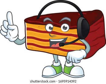 Dobos torte cartoon character style speaking on headphone