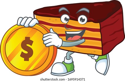 Dobos torte rich cartoon character have big gold coin