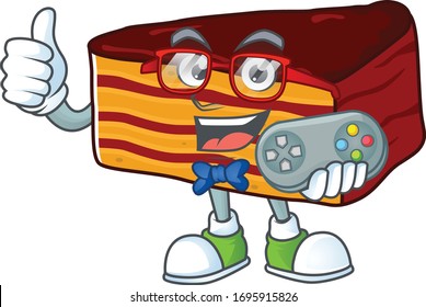 Dobos torte talented gamer mascot design play game with controller