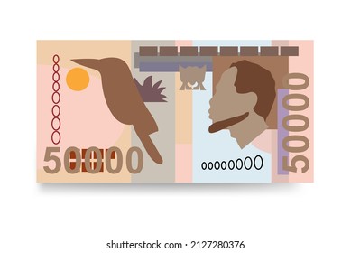 Dobra Vector Illustration. São Tomé And Príncipe Money Set Bundle Banknotes. Paper Money 50000 STN. Flat Style. Isolated On White Background. Simple Minimal Design.