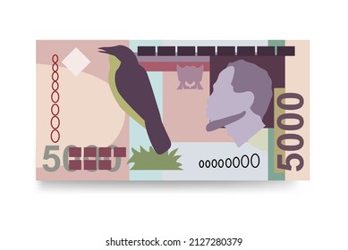 Dobra Vector Illustration. São Tomé And Príncipe Money Set Bundle Banknotes. Paper Money 5000 STN. Flat Style. Isolated On White Background. Simple Minimal Design.