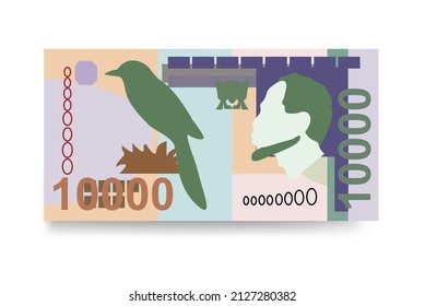 Dobra Vector Illustration. São Tomé And Príncipe Money Set Bundle Banknotes. Paper Money 10000 STN. Flat Style. Isolated On White Background. Simple Minimal Design.