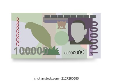 Dobra Vector Illustration. São Tomé And Príncipe Money Set Bundle Banknotes. Paper Money 100000 STN. Flat Style. Isolated On White Background. Simple Minimal Design.