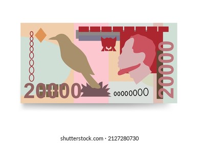 Dobra Vector Illustration. São Tomé And Príncipe Money Set Bundle Banknotes. Paper Money 20000 STN. Flat Style. Isolated On White Background. Simple Minimal Design.