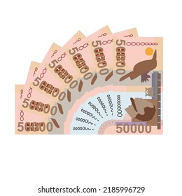 Dobra Vector Illustration. São Tomé And Príncipe Money Set Bundle Banknotes. Paper Money 50000 Db. Flat Style. Isolated On White Background. Simple Minimal Design.