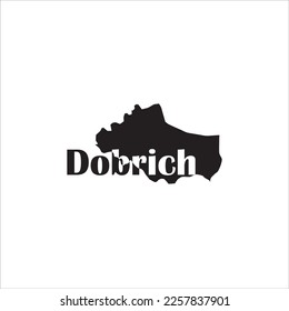 Dobrich map and black lettering design on white background