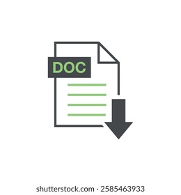 DOC Document Download Icon Vector Template