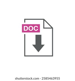 DOC Document Download Icon Vector Template