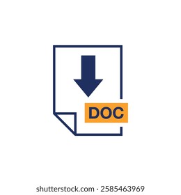 DOC Document Download Icon Vector Template