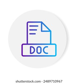 Doc document format file icon. with gradient outlines. vector illustration.