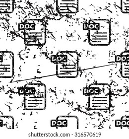 DOC document pattern, grunge, black image on white background
