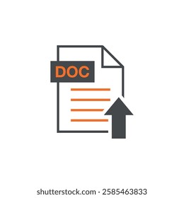 DOC Document Upload Icon Vector Template