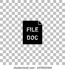 DOC file. Black flat icon on a transparent background. Pictogram for your project