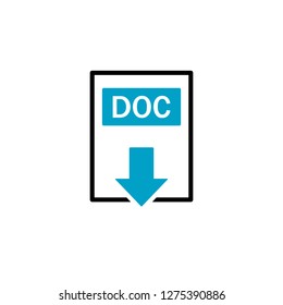 DOC file Download icon. Editable vector stroke 64x64 Pixel. 