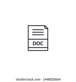 DOC File Extension Outline Icon Vector