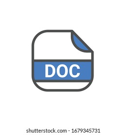 DOC  File Extension, Rounded Square Icon with Text - Format Extension Icon Vector Illustration.