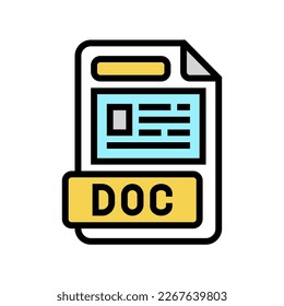 doc file format document color icon vector. doc file format document sign. isolated symbol illustration
