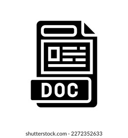 doc file format document glyph icon vector. doc file format document sign. isolated symbol illustration