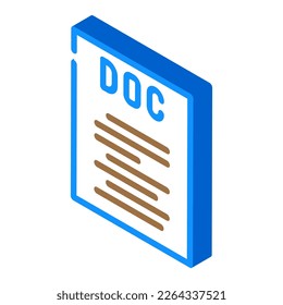doc file format document isometric icon vector. doc file format document sign. isolated symbol illustration