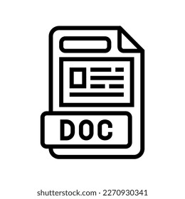 doc file format document line icon vector. doc file format document sign. isolated contour symbol black illustration