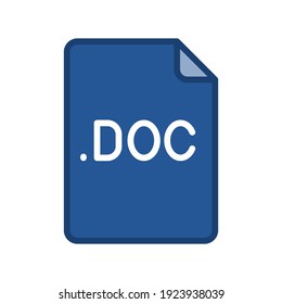 DOC file format filled outline icon. Linear style sign for mobile concept and web design. Simple color symbol. Vector illustration isolated on white background. EPS 10.