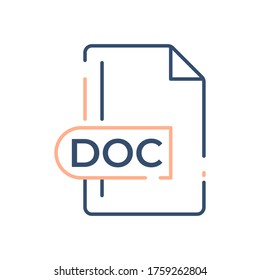 DOC File Format Icon. DOC extension line icon.