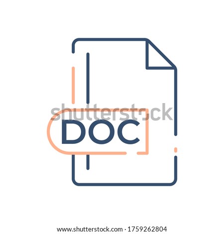 DOC File Format Icon. DOC extension line icon.