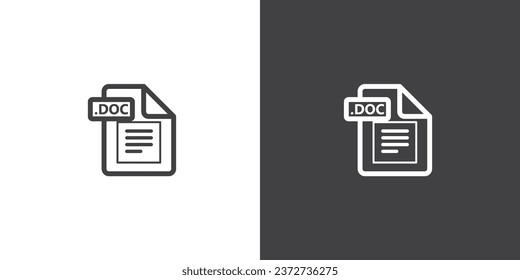 DOC file format icon. Format information, Document icon, DOX file document type simple black style symbol sign for apps and website, vector illustration