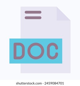 DOC File Format Vector Icon, Isolated On Abstract Background.
