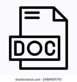 DOC File Format Vector Icon, Isolated Lineal Vector Icon.