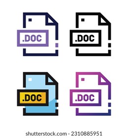 Diseño de icono de archivo DOC en cuatro colores de variación