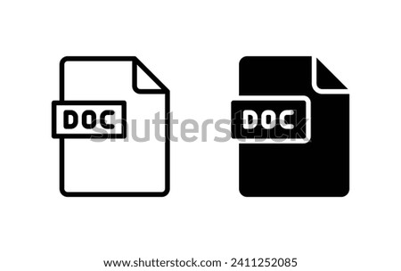 Doc file icon, doc file sign vector for web site Computer and mobile app