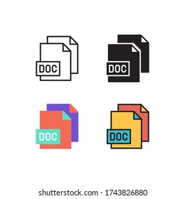 doc file icon vector with different style design. isolated on white background