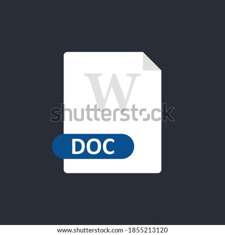 Doc file icon. Word document format file. Vector