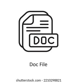 Doc File Outline Vector Icon Design illustration on White background. EPS 10 File
