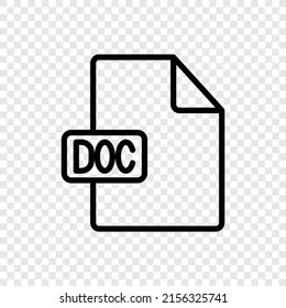 DOC file simple icon vector. Flat design. Transparent grid.