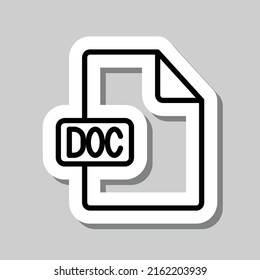 DOC file simple icon vector. Flat design. Sticker with shadow on gray background.ai