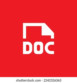 doc file type flat icon, graphic resource template, vector illustration.