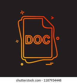 DOC file type icon design vector