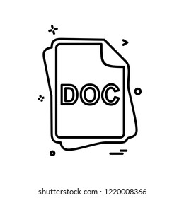 DOC file type icon design vector