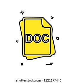 DOC file type icon design vector