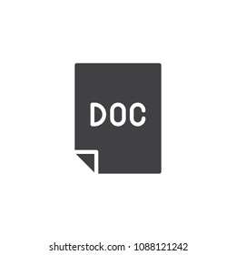 Doc file vector icon. filled flat sign for mobile concept and web design. Paper document simple solid icon. Symbol, logo illustration. Pixel perfect vector graphics