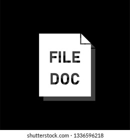 DOC file. White flat simple icon with shadow