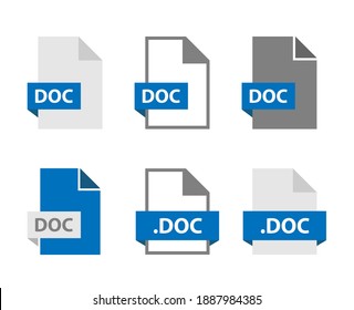 DOC files document icon set, DOC file format sign