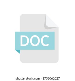 Archivo de formato DOC aislado en fondo blanco. icono DOC. Material vectorial