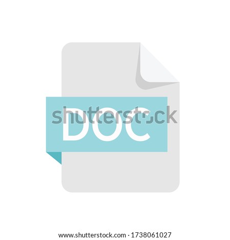 DOC format file isolated on white background. DOC icon. Vector stock