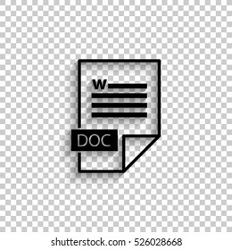 doc icon - black vector  icon with shadow
