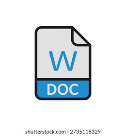 Icono de DOC. Ilustración vectorial de color.