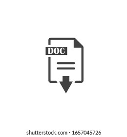 icono DOC. Descarga el documento de documento. Icono del vector sobre fondo blanco aislado.