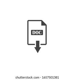 DOC icon. Downloads doc document. Vector icon on white isolated background.